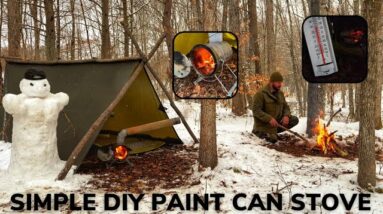 Solo Overnight Building A Diy Tent And Paint Can Stove For $20 In The Snow And Kielbasa Cheese Dip