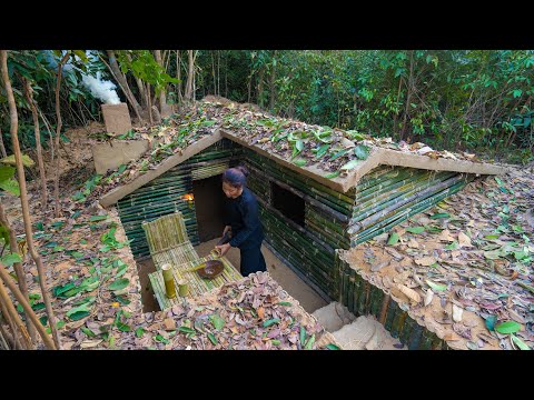 Build The Most Beautiful Bamboo Underground House Villa By Ancient Skills