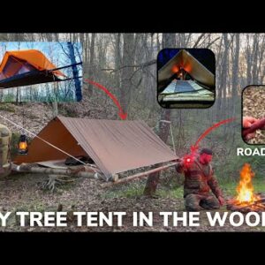 Solo Overnight Building A Diy Tree Tent In The Woods And Bacon Wrapped Kielbasa