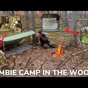 Solo Overnight Building An Apocalyptic Zombie Camp In The Woods And Bacon Bean Stew