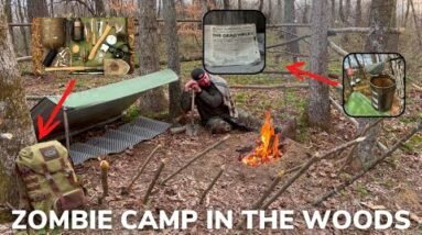 Solo Overnight Building An Apocalyptic Zombie Camp In The Woods And Bacon Bean Stew