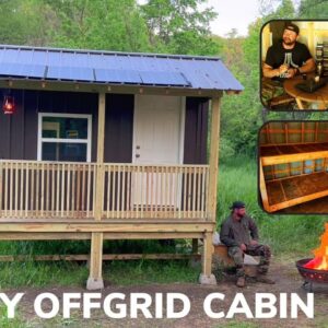 Solo 10 Day Overnight Building An Off-Grid Cabin With Solar Power In The Woods And Tomahawk Ribeye