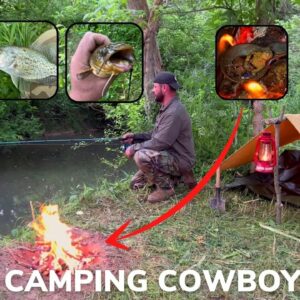 Solo Overnight Cowboy Camping Next To A Creek, Fishing, Lead Ball Casting And Fish Tacos