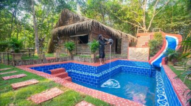 How To Build Most Beautiful Swimming Pool For Bamboo Cabin By Ancient Skills