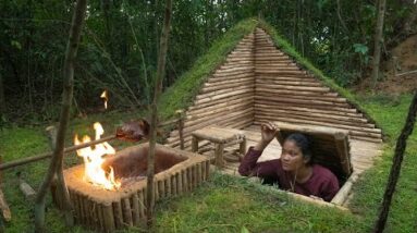 Amazing! Girl Built The Most Secret Underground Tunnel Home, Girl Living Off The Grid