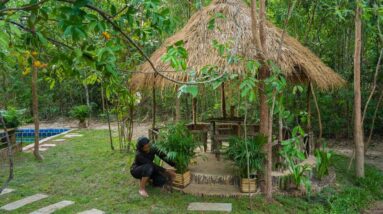 Girls Build Out Door Setting Area Solo Bushcraft Skills In Deep Jungle