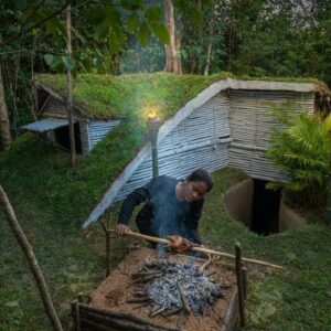 Girl Build The Most Beautiful Underground Bamboo House By Ancient Skills