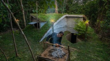 Girl Build The Most Beautiful Underground Bamboo House By Ancient Skills