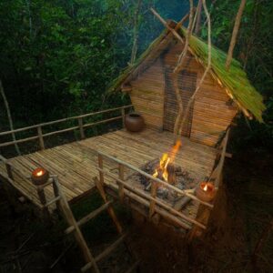Girl Build The Most Beautiful Bamboo House In The Wood