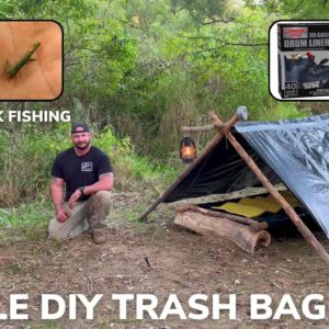 Solo Overnight Building A Diy Trash Bag Tent And Raised Bed In The Woods And Lil Smokie Hobo Skillet