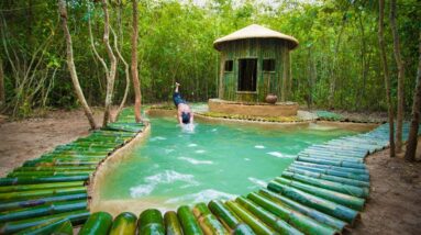 How To Build Most Beautiful Swimming Pool For Bamboo Cabin By Ancient Skills