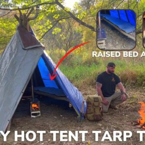 Solo Overnight Building A Diy Hot Tent Tarp Tee Pee In The Woods And Smoked Sausage Chili Dogs