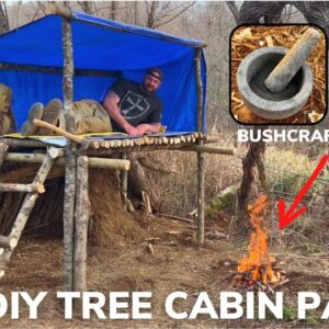 Solo Overnight Building A Diy Tree Cabin In The Rain And Bison Cheeseburgers