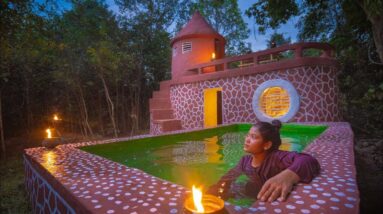 Girl Build Swimming Pool For A House In The Wild