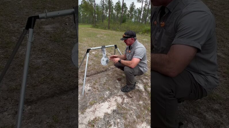 Denny checks out the ShootSteel.com rifle swinger target