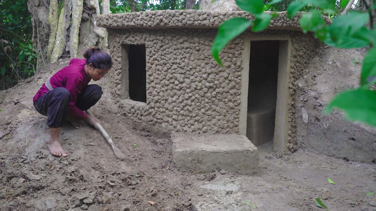 Girl Live Off Grid Build The Most Beautiful underground Dugout ...