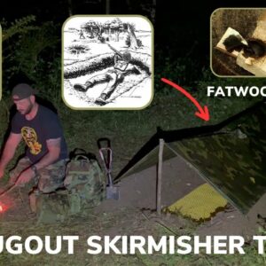 Solo Overnight Building A Military Skirmisher Trench, Fatwood Bowdrill And Kielbasa With Potatoes