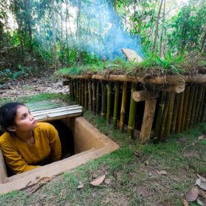 Girl Live Off Grid, Built The Most Safety Underground Secret House In The Wood
