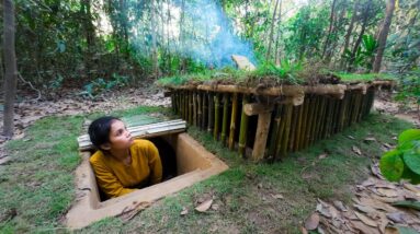 Girl Live Off Grid, Built The Most Safety Underground Secret House In The Wood