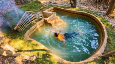 Solo Bushcrafts Build A Warm Underground House With A Swimming Pool