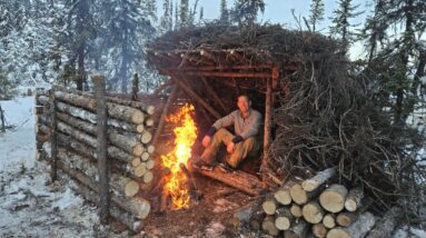 3 Days in Arctic Survival Shelter - Solo Bushcraft Camping & Blacksmithing.