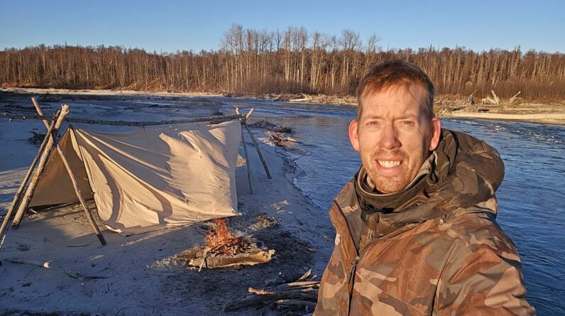 Solo Winter Bushcraft Camping in Alaska