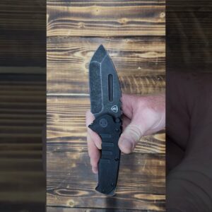 AUBEY Folding Pocket Knife Tanto Tumbled 440C Steel Blade, Frame Lock, Black G10 Handle, Heavy Duty