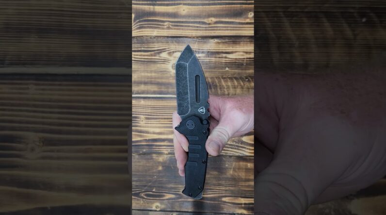 AUBEY Folding Pocket Knife Tanto Tumbled 440C Steel Blade, Frame Lock, Black G10 Handle, Heavy Duty
