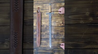 Handmade Damascus Sword - Short Sword with Sheath, Double Edge Greek Medieval Celtic Style JNR 2306