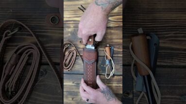 BA-KOR 7mm 9CR18MOV steel (15.6IN) sandalwood handle full Tang fixed knife+scabbard+ shoulder strap