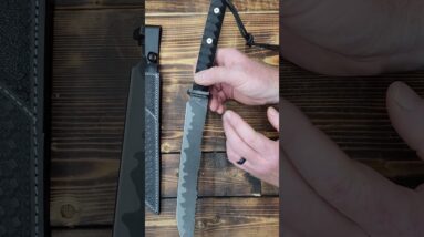 GTK38 Fixed Knife DC53 Steel Full Tang Nylon Fiberglass Handle Samurai Leather Sheath