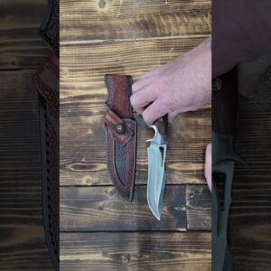 Handmade Damascus Hunting Knife,10.4"Fixed Blade Bowie VG10 Core &Wood Handle Full Tang