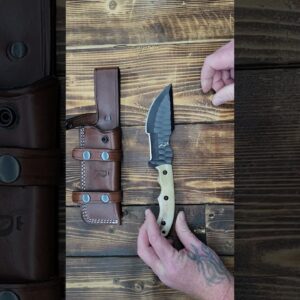 10” Handmade Tracker Hunting Knife w Camel Bone Handle & Sheath, Full Tang 1095C High Carbon Steel